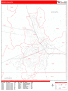 Wichita Falls Digital Map Red Line Style